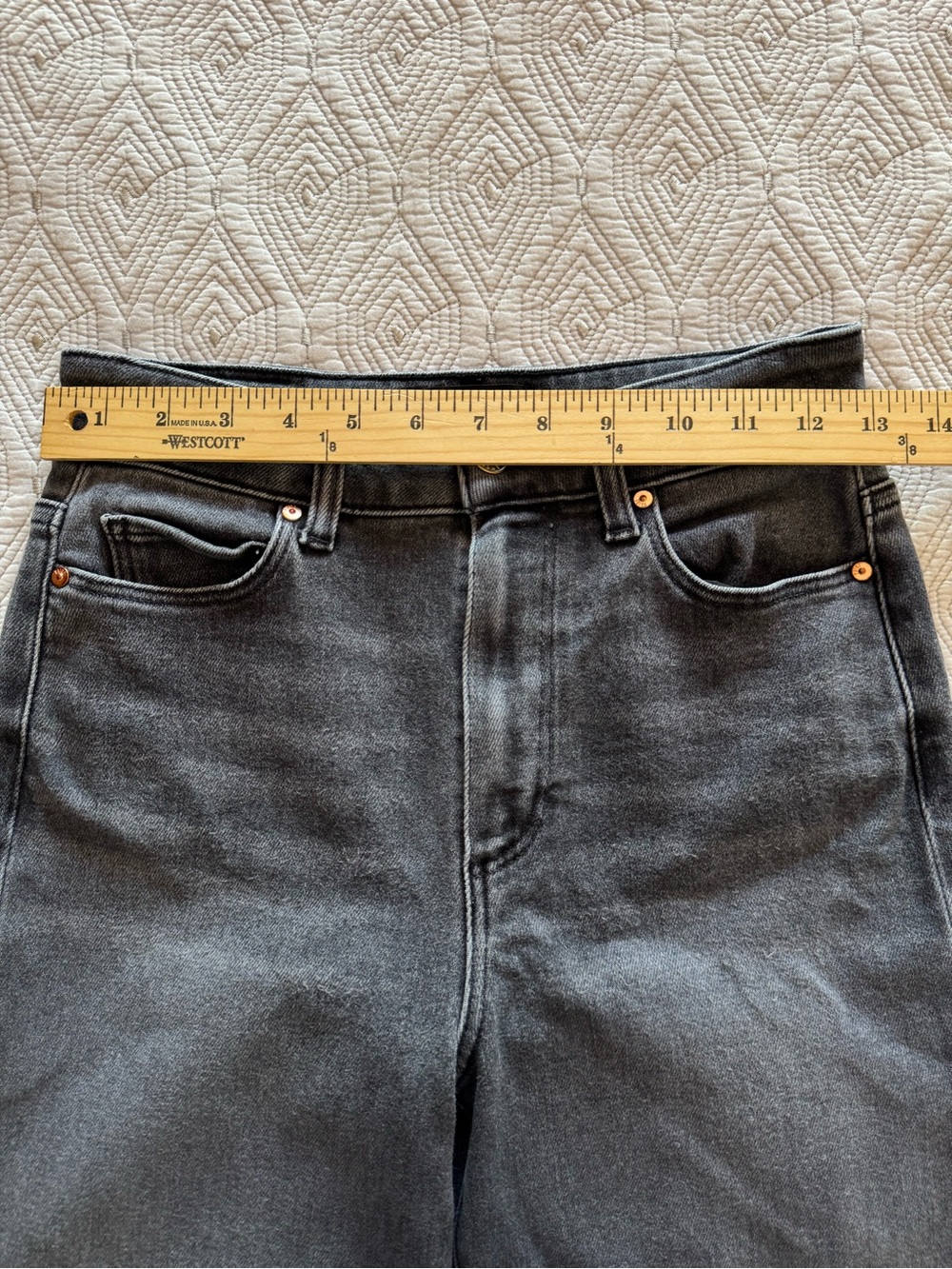 PAIGE Anessa Petite Wide Leg high Rise Raw Hem In Black Lotus Wash Jean Size 26 - Picture 11 of 16